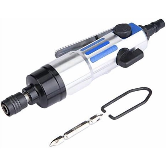Pneumatic Screwdriver, 1/4" Air Straight Pneumatic Screwdriver with Screwdriver Bit and Hook, 9000rpm Air Screwdriver Mini Power Tool Screw Driver Tool Pneumatic Screwdriver Kit