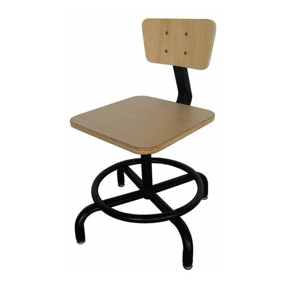 Task Stool, 18-1/2 in to 23-1/4 in Height, Plywood, Wood