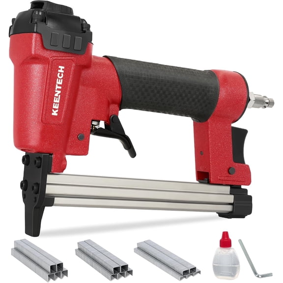 Pneumatic Staple Gun 20 Gauge, T50 Upholstery Staple Gun with 3780pcs 3/8" Crown Staples 1/4"-5/8", Ready-to-Use Air Staple Gun Set with Safety Trigger for Wood, Upholstery, Fabric, Leather
