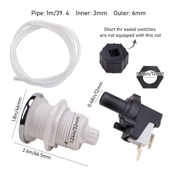 Pneumatic Switch 16A On Off Push Button for Garbage Disposal Tub Spa Jet Set