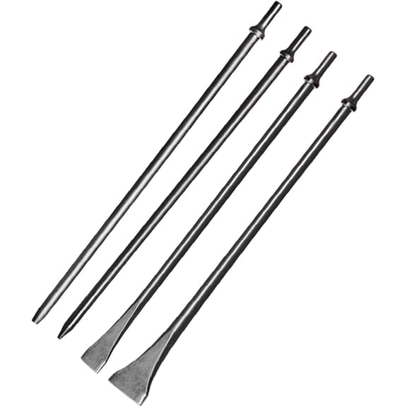 Pneumatic Taper Punch and Air Cold Chisel Set, 7/32" x 18" Point Tip3/8" x 18" Point Tip3/4" x 18" Flat Chisel, 2" Wide 18" Long Scaling Chisel Floor Scraper, 0.401 Inch Shank Air Tool