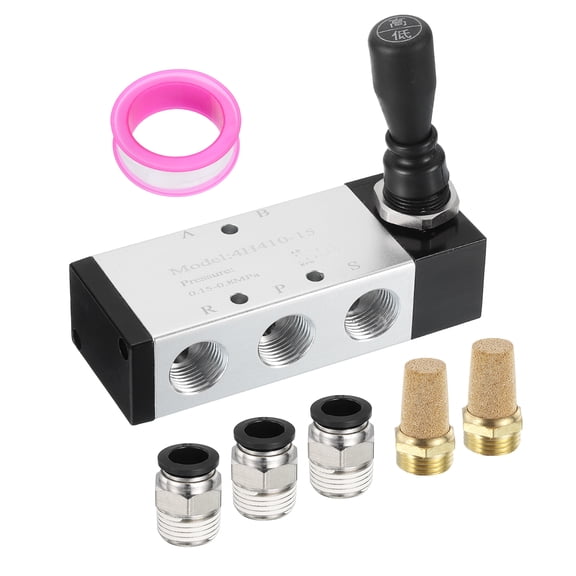 Pneumatic Valve 1/2" NPT, 5 Way 2 Position Air Solenoid Valve Manual Control Push Pull