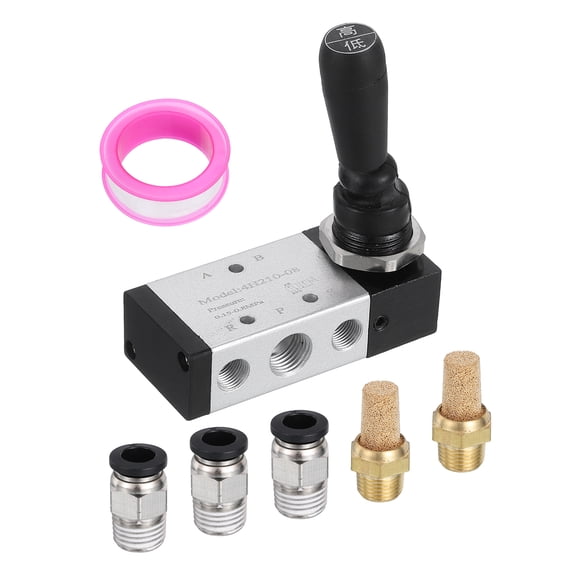Pneumatic Valve 3/8" NPT, 5 Way 2 Position Air Solenoid Valve Manual Control Push Pull
