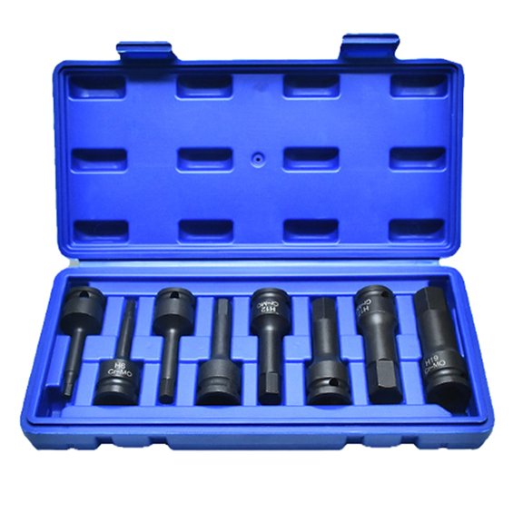 Pneumatics Hexagonal Bit Socket Set Long Reaches Air Wrenches Tool Kit Chrome Molybdenum
