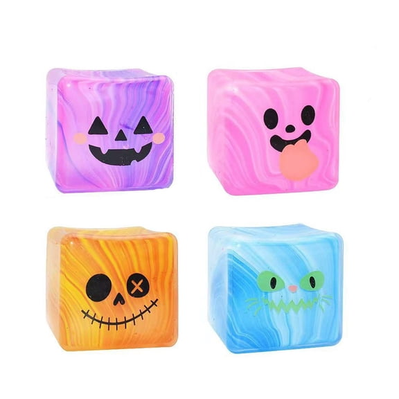 Pnmtdaia 12 Pack Halloween Fidget Sensory Toy Set, Mixed Spooky Pattern Soft Stress Release Swirl Cubes with Pumpkin Ghost Skull Grimace for Halloween Themed Party Display Bulk Gift Supply