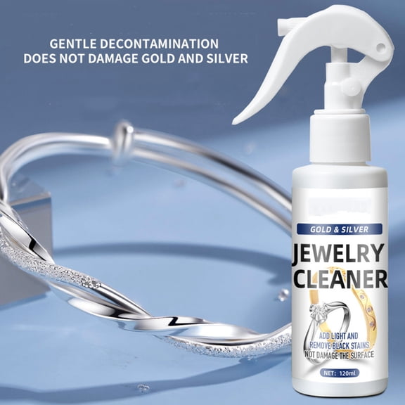 Pnmtdaia 120ml Jewelry Cleaner Spray, Gentle Tarnish Remover for Gold Silver Diamond Rings Necklaces