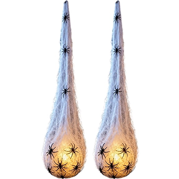Pnmtdaia 2 Pcs Halloween Spiders Decor Hanging Light, Glowing Mesh Tapered Egg Bag Shape Warm Ambient Lamp, Indoor Covered Porch Spooky Themed Party Holiday Home Desktop Hanging Ornament