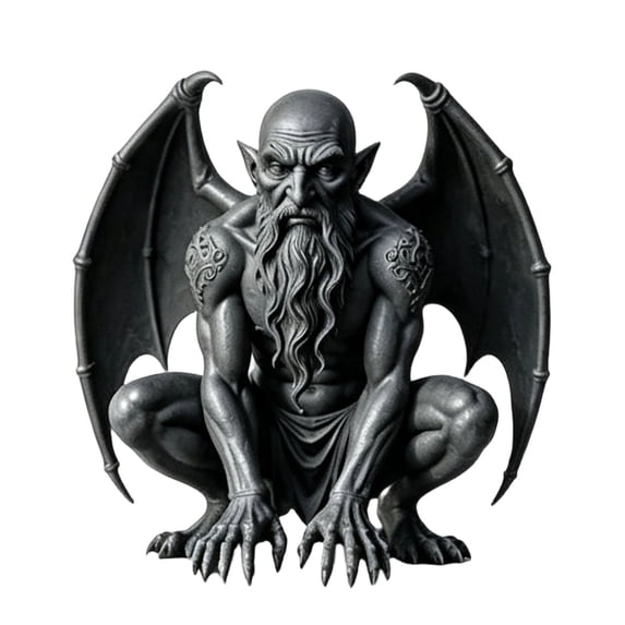 Pnmtdaia Antique Old Face Gargoyle Squatting Resin Statue Gothic Halloween Decorative Figurine Spooky Medieval Castle Themed Desktop Ornament for Home Shelf Tabletop Display