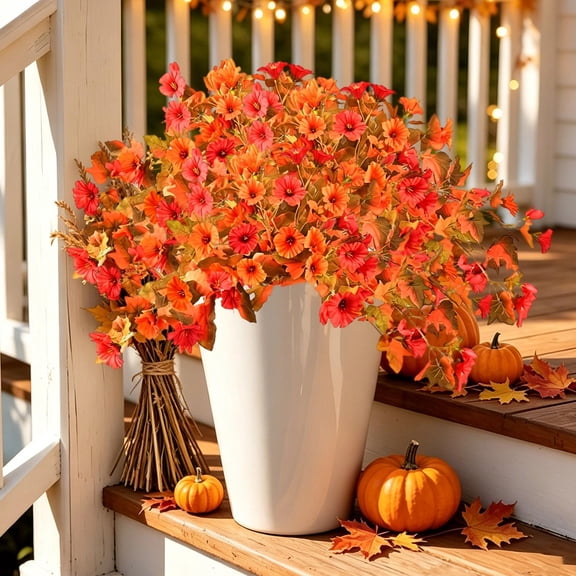 Pnmtdaia Artificial Fall Maple Leaf Garland with Sunflowers Pumpkins Berries Thanksgiving Halloween Decorative Hanging Ornament for Home Fireplace Wall Staircase Door Display