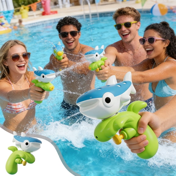 Pnmtdaia Cartoon Shark Shaped Press Type Water Gun Lightweight Summer Outdoor Spray Water Toy for Pool Beach Garden Water Play