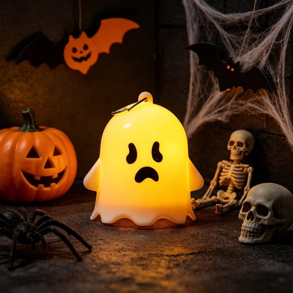 Pnmtdaia Halloween Sad Frowning Tear Face Ghost LED Night Light, Warm Gradient Light Spooky Hanging Decor Lamp for Home Spooky Season Indoor Display Decoration