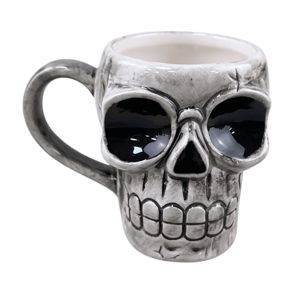 Pnmtdaia Halloween Skull Shaped Ceramic Coffee Mug, Novelty Skeleton Drinking Cup Spooky Halloween Drinkware for Home Office Daily Use Holiday Party Supply