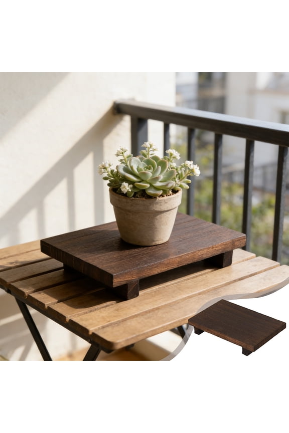 Torched Solid Paulownia Wood Display Stand Rectangular Dark Retro Wood Riser Pedestal for Plant Pot Teapot Statue Desktop Home Decor Organizer