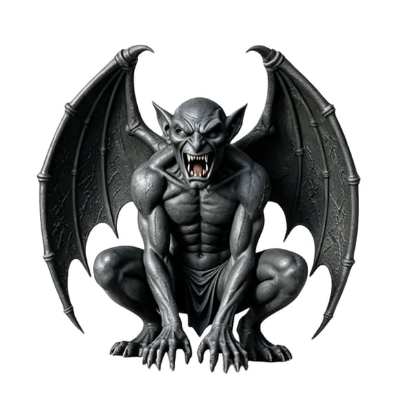 Pnmtdaia Vintage Bearded Gargoyle Squatting Resin Statue Gothic Dark Halloween Desktop Ornament Spooky Medieval Themed Home Mantel Tabletop Display Decor Accent
