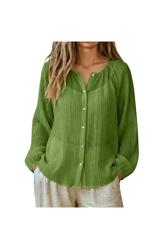 Sheer Button Down Shirts For Women Button Down Cover Up Flowy Tops For Women Mesh Button Up Shirt Women Boho Linen Tops For Women Linen Button Down Shirt Women Linen Wrap Top Womens Gauze Tops