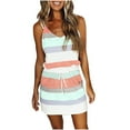 thumbnail image 1 of Pntutb Best Women Dresses V Neck Sleeveless Bandage Stripe Print Loose Vest Sling Dress, 1 of 6