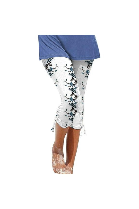 Best Womens Capris Summer Shorts Casual Drawstring Print Cropped Pants