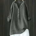 thumbnail image 1 of Pntutb Best Womens Summer Shirts V Neck Long Sleeve Loose Button Cotton Linen Tunic Blouse, 1 of 6