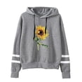 thumbnail image 1 of Pntutb Ladies Solid Color Print Hooded Pullover Striped Long Sleeve Sweatshirt Tops, 1 of 5