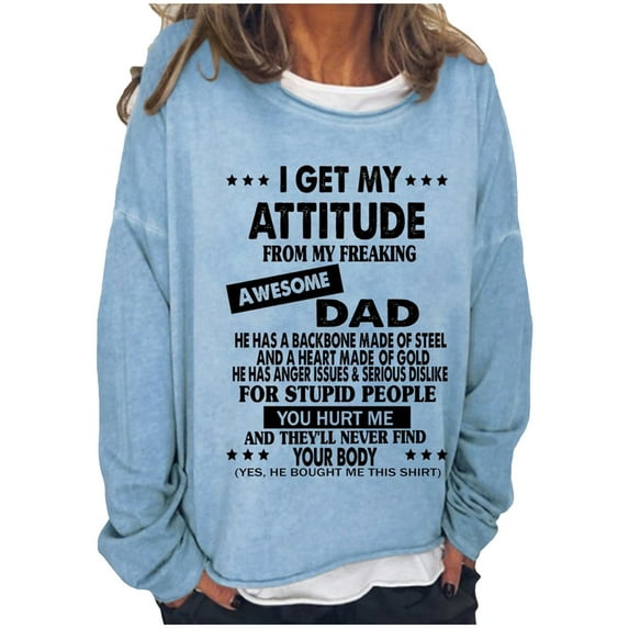 Pntutb Women Oversize Funny Text Letter Print Sweatshirt Tops Pullover Blouse