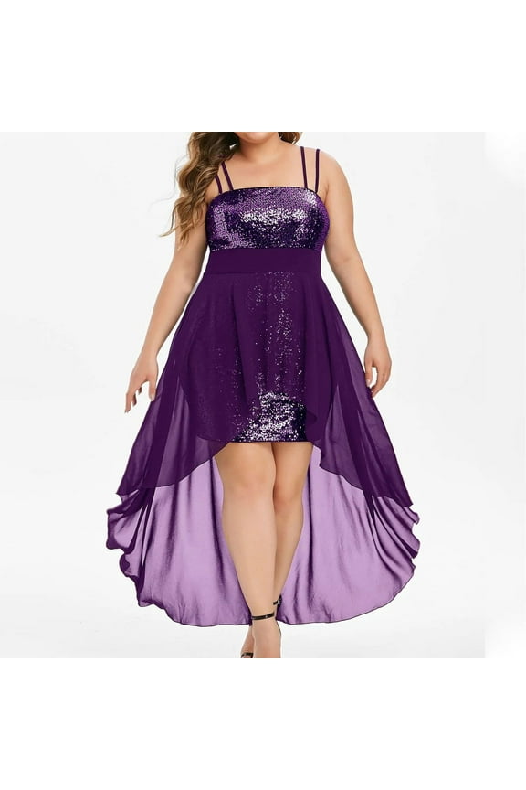 Pntutb Women Sling Deep Sequin Loose Evening Dresses Plus Size Dress