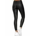 thumbnail image 1 of Pntutb Women Solid Casual Pockets Button High Waist Faux Leather Long Pants, 1 of 2