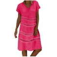 thumbnail image 1 of Pntutb Women Summer Style V-Neck Print Dress Short Sleeve Ladies Dress, 1 of 4