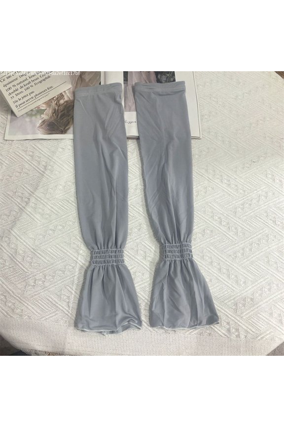 Summer Korean-style Loose Solid Color Ice Sleeves Bubble Horn Sleeves Adult Riding Thin UV-proof Sun-proof Sleeves for Women