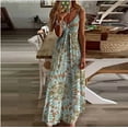 thumbnail image 1 of Pntutb Clearance Women Summer V-Neck Casual Print Loose Sleeveless Loose Long Dress, 1 of 4