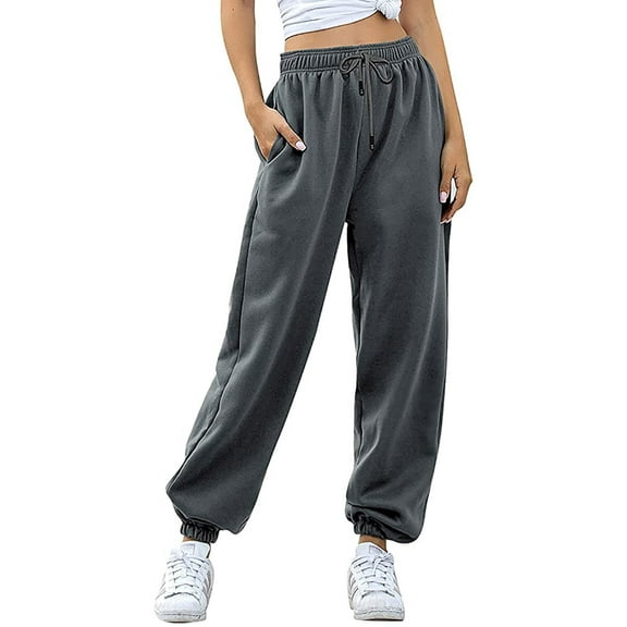 Pntutb Clearance Womens Casual Solid Elastic Waist Trousers Long Straight Pants