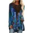 thumbnail image 1 of Pntutb Womens O-Neck Print Loose Casual Fashion Long Sleeve T-Shirt Blouse Tops, 1 of 6