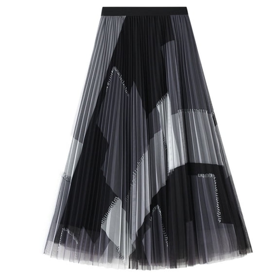 Pntutb Clearance Womens Plaid Print A-line Net Yarn Elastic Waist Casual Skirt