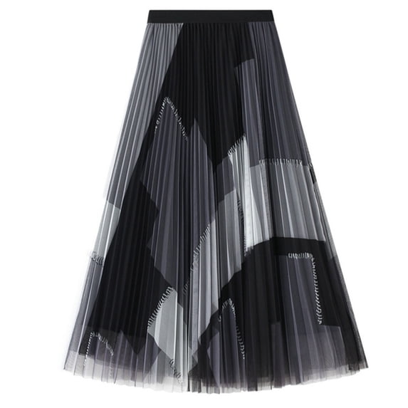 Pntutb Clearance Womens Plaid Print A-line Net Yarn Elastic Waist Casual Skirt