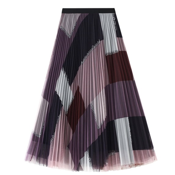Pntutb Clearance Womens Plaid Print A-line Net Yarn Elastic Waist Casual Skirt