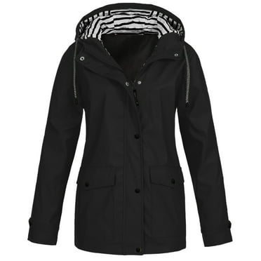 RPVATI Plus Size Rain Jackets for Women,Lightweight Outdoor Rain Coat ...