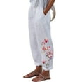 thumbnail image 1 of Pntutb Womens Summer Casual Loose Cotton And Linen Pocket Print Trousers Pants, 1 of 6
