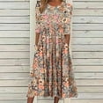 thumbnail image 1 of Pntutb Womens Summer Casual Round Neck Half Sleeve Floral Print Dresses with Pocket, 1 of 6