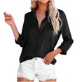 thumbnail image 1 of Pntutb Clearance Womens Tops Single Breasted Long Sleeve Shirt Tops Loose Lapel Shirt Blouse Black XL, 1 of 6