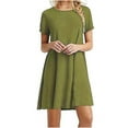 thumbnail image 1 of Pntutb Dresses for Women Clearance Short Sleeve O-Neck Solid Ladies Loose Mini Dress, 1 of 5