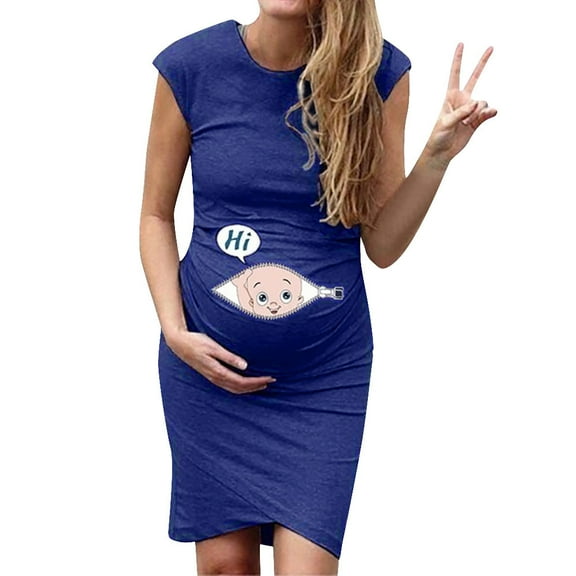 Pntutb Dresses for Women,Sleeveless Pregnancy Maternity Dress Cartoon Letter Print Dress Nusring