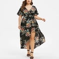 thumbnail image 1 of Pntutb Dresses for Women,Short Sleeve Floral Print Bell Sleeve High Low Maxi Dress, 1 of 3