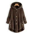 thumbnail image 1 of Pntutb Fall Clothes for Women 2022,Womens Plus Size Button Plush Tops Hooded Loose Cardigan Wool Coat Winter Jacket, 1 of 6