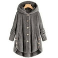 thumbnail image 1 of Pntutb Fall Clothes for Women 2022,Womens Plus Size Button Plush Tops Hooded Loose Cardigan Wool Coat Winter Jacket, 1 of 6