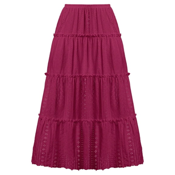 Pntutb Fashion Women Skirts Casual High Waist Solid Long Ankle Pleated Skirt