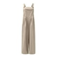 thumbnail image 1 of Pntutb Jumpsuits Clearance,Womens Cold Shoulder Jumpsuit Solid Button Suspender Jumpsuit Wide Pocket Leg Pant, 1 of 6