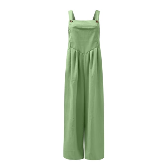Pntutb Jumpsuits Clearance,Womens Cold Shoulder Jumpsuit Solid Button Suspender Jumpsuit Wide Pocket Leg Pant