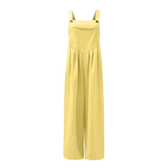 Pntutb Jumpsuits Clearance,Womens Cold Shoulder Jumpsuit Solid Button Suspender Jumpsuit Wide Pocket Leg Pant