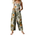 thumbnail image 1 of Pntutb Jumpsuits Clearance,Womens Fashion Landscape Floral Print Pocket Button Camisole Jumpsuit, 1 of 4