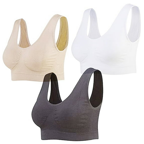 Pntutb Ladies Clearance Clothes,3-Pack Womens Seamless Sports Bra Wirefree Yoga Bra with Removable Pads