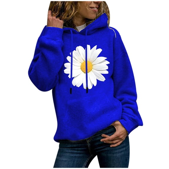 Pntutb Ladies Clothes,Autumn Winter Pullover Print Round Neck Hooded Sweatshirt